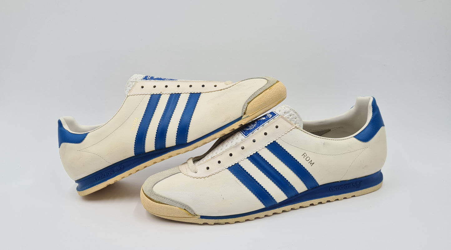 *NEW* Vintage 1980s Adidas Rom with blue stripes UK 12 / EUR 47 1/3