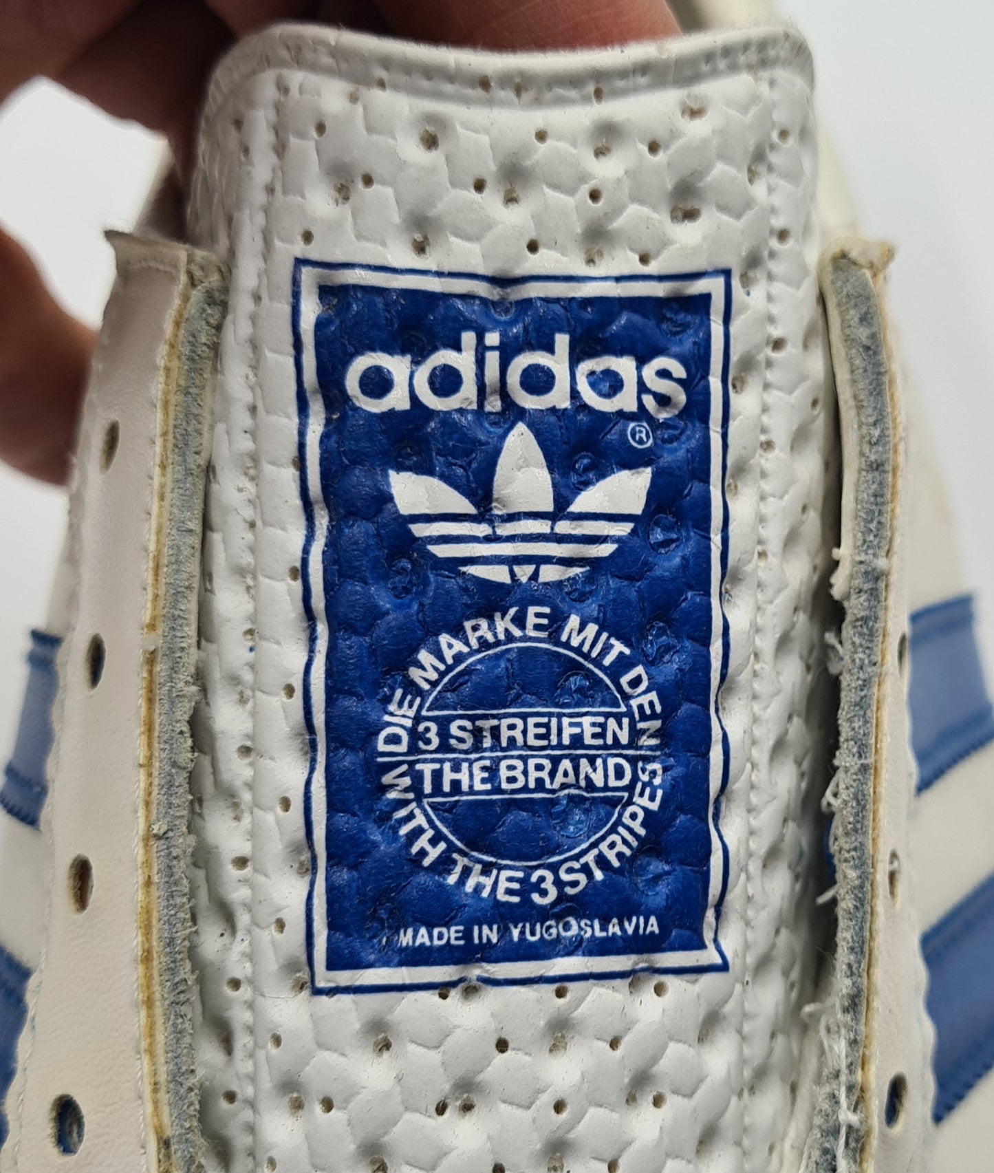 *NEW* Vintage 1980s Adidas Rom with blue stripes UK 12 / EUR 47 1/3