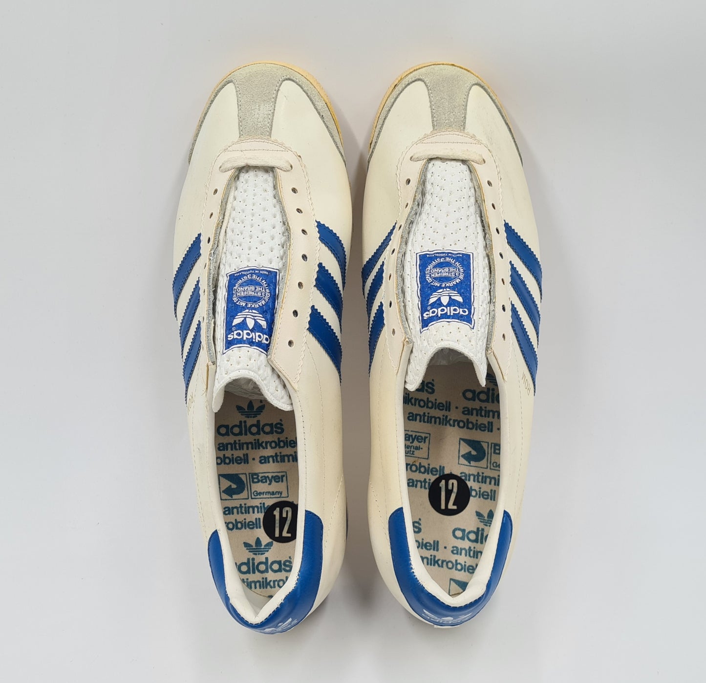 *NEW* Vintage 1980s Adidas Rom with blue stripes UK 12 / EUR 47 1/3