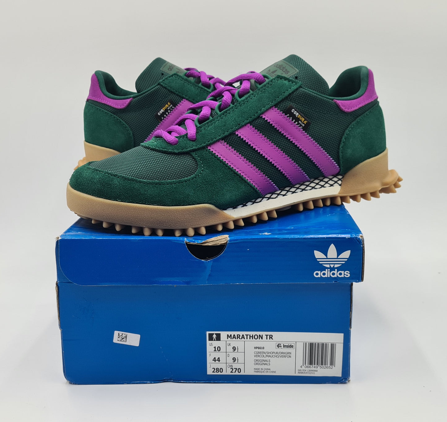 *LIKE NEW* 2023 Adidas Marathon TR Cordura Green / Purple UK 9.5 / EUR 44