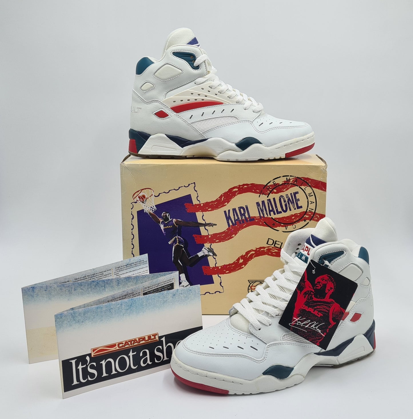 *NEU* Vintage 1990er LA Gear Catapult 'The Mailman' Karl Malone UK 8 / EUR 42,5