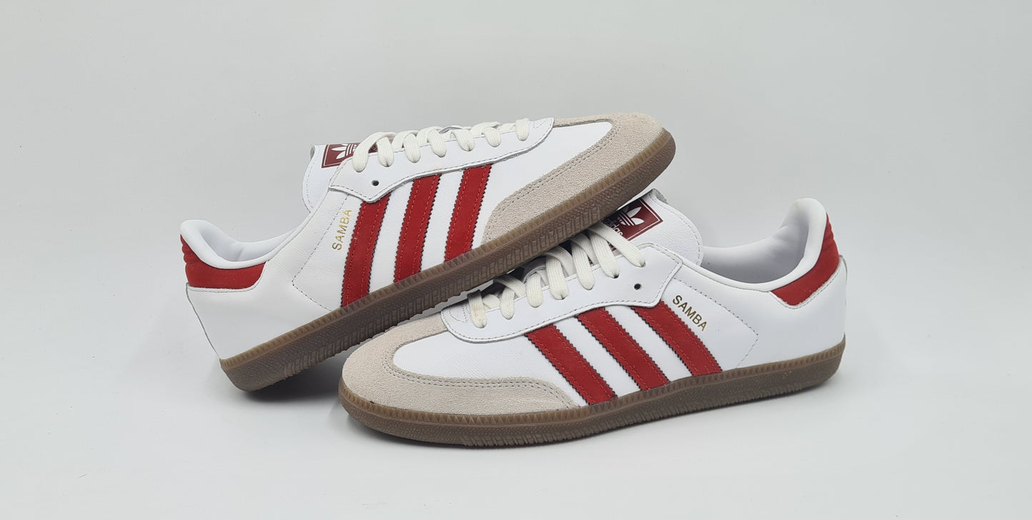 *LIKE NEW* 2018 Adidas Samba OG Retro white red size UK 7 / EUR 40 2/3