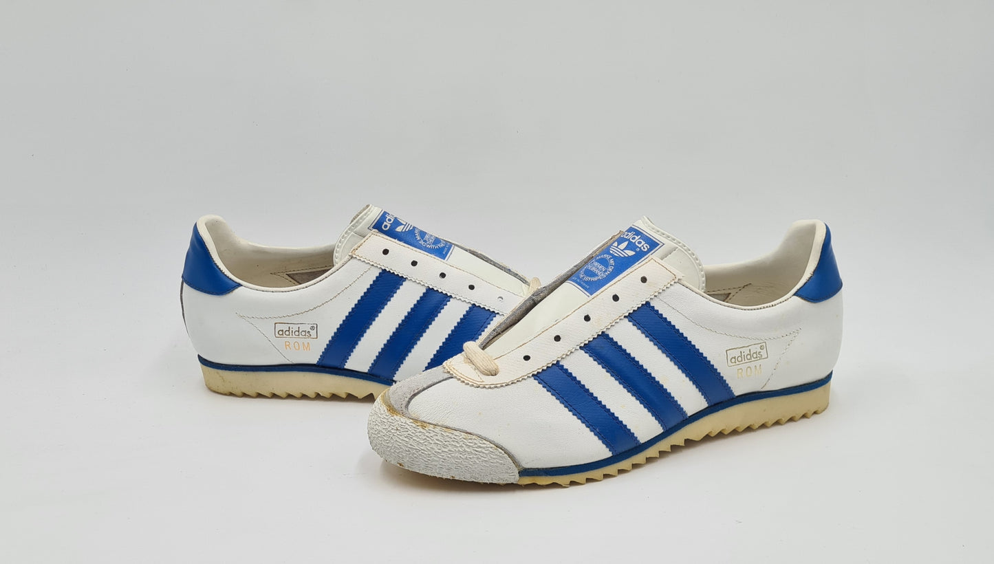 *NEU* Vintage 1980er Adidas Rom mit blauen Streifen UK 5,5 / EUR 38 2/3
