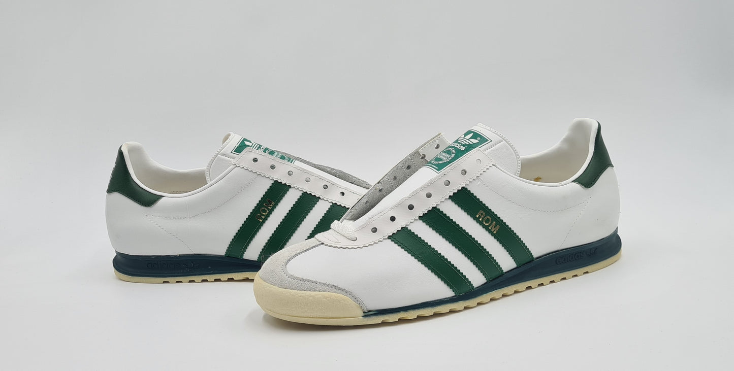 *NEU* Vintage 1980er Adidas Rom mit grünen Streifen UK 10 / EUR 44 2/3