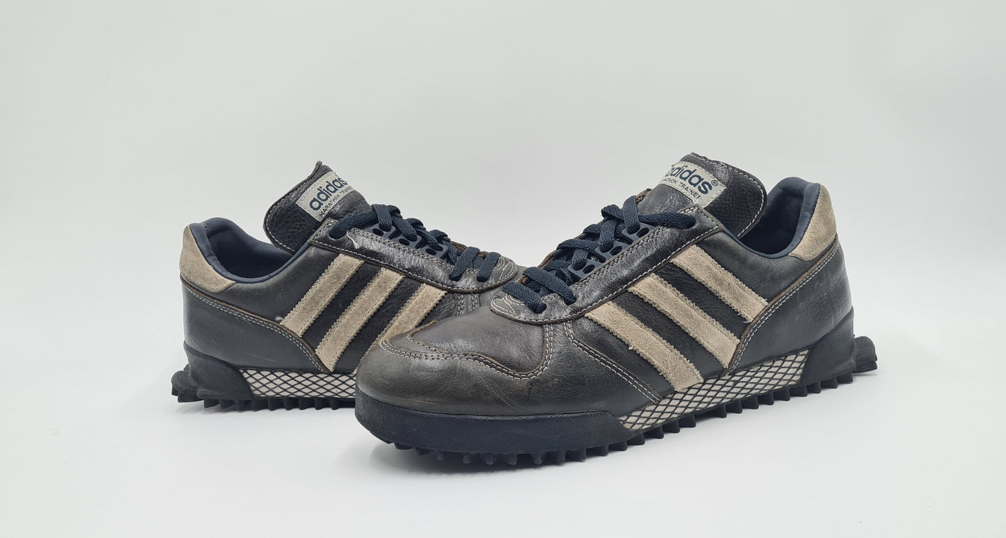 *Guter Zustand* 2002 Adidas Marathon TR Leder Dunkelbraun UK 8 / EUR 42