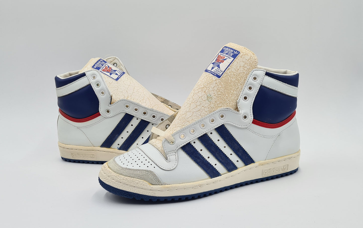 *NEW* Vintage 1980s Adidas Top Ten High Made in France UK 9 / EUR 43 1/3