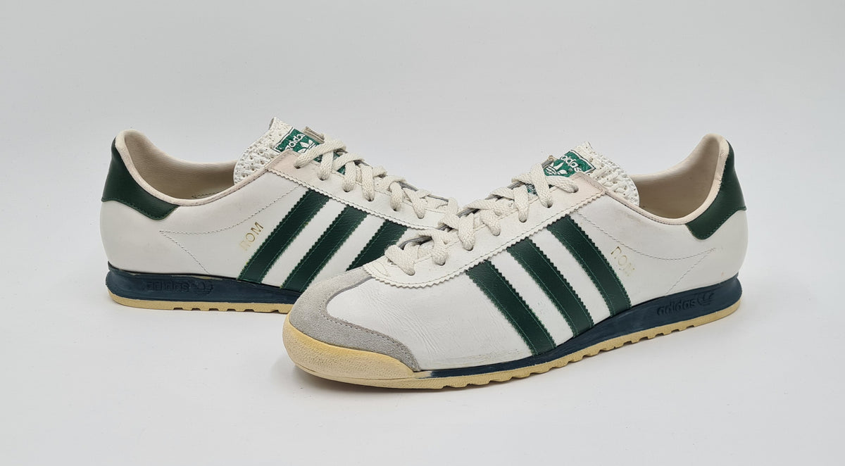 *TOP* Vintage 1980er Adidas Rom mit grünen Streifen UK 8 / EUR 42