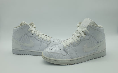 *LIKE NEW* 2020 Nike Air Jordan 1 Mid 'Triple White' white size. UK 7.5 / EUR 42