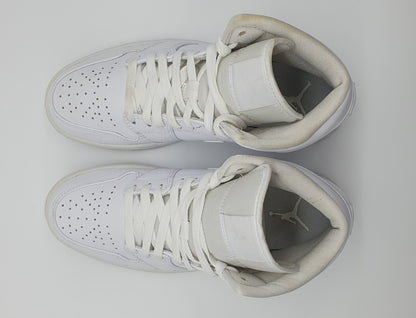 *LIKE NEW* 2020 Nike Air Jordan 1 Mid 'Triple White' white size. UK 7.5 / EUR 42