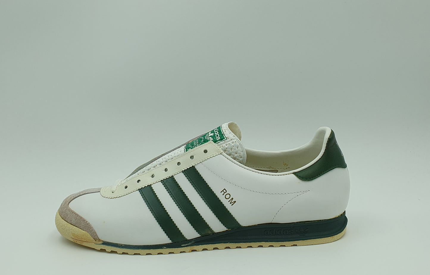 *BNIB* Vintage 1980s Adidas Rom with green stripes UK 13 / EUR 48 2/3 #2