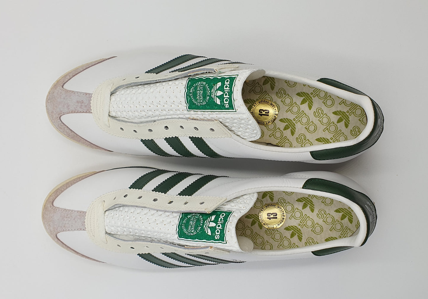 *BNIB* Vintage 1980s Adidas Rom with green stripes UK 13 / EUR 48 2/3 #2