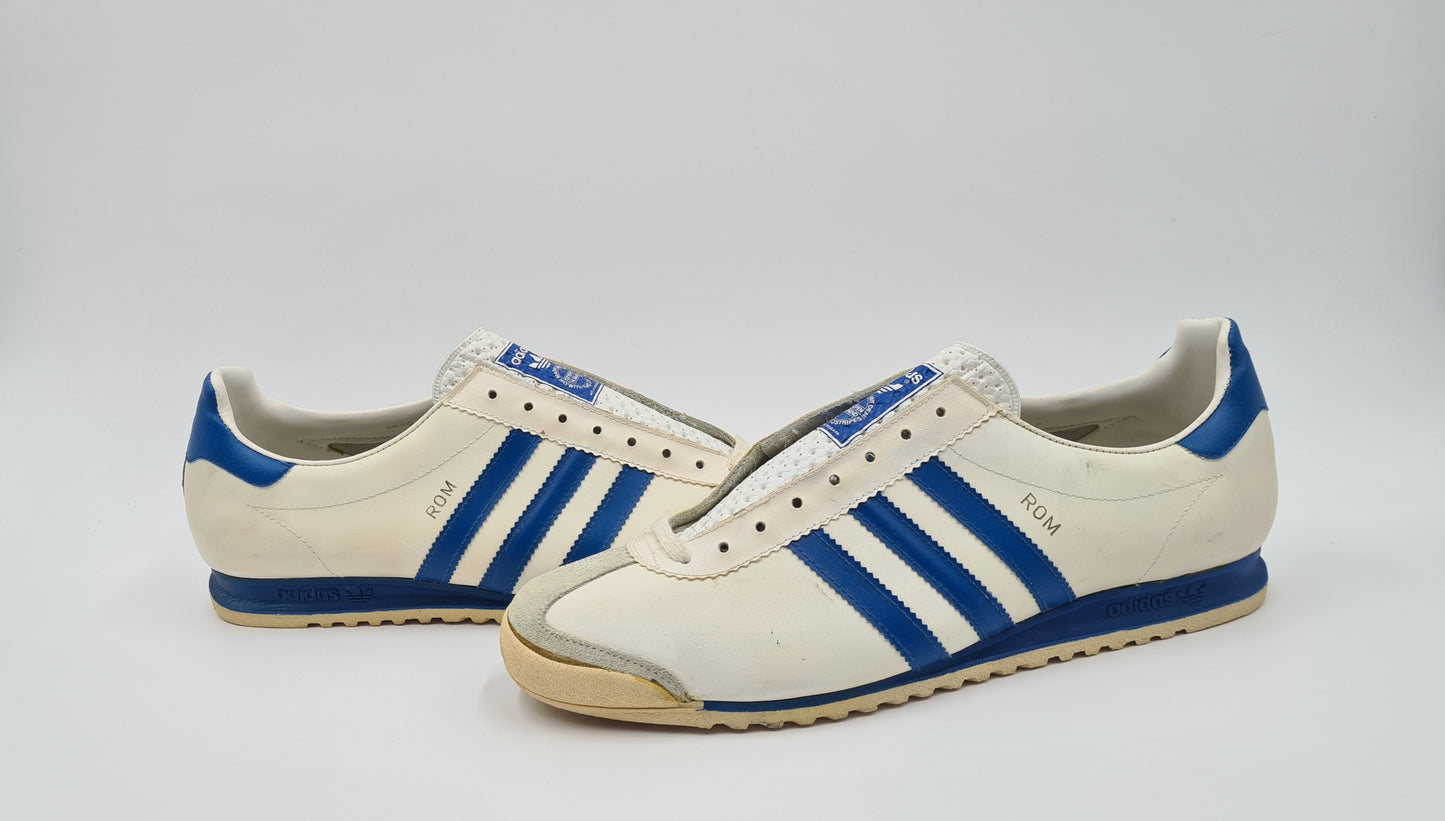 *NEW* Vintage 1980s Adidas Rom with blue stripes UK 12 / EUR 47 1/3