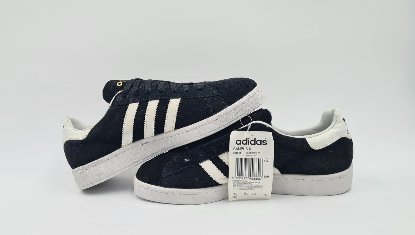*NEU* Vintage 1994 Adidas Campus II Schwarz Gr. UK 8,5 / EUR 42 2/3