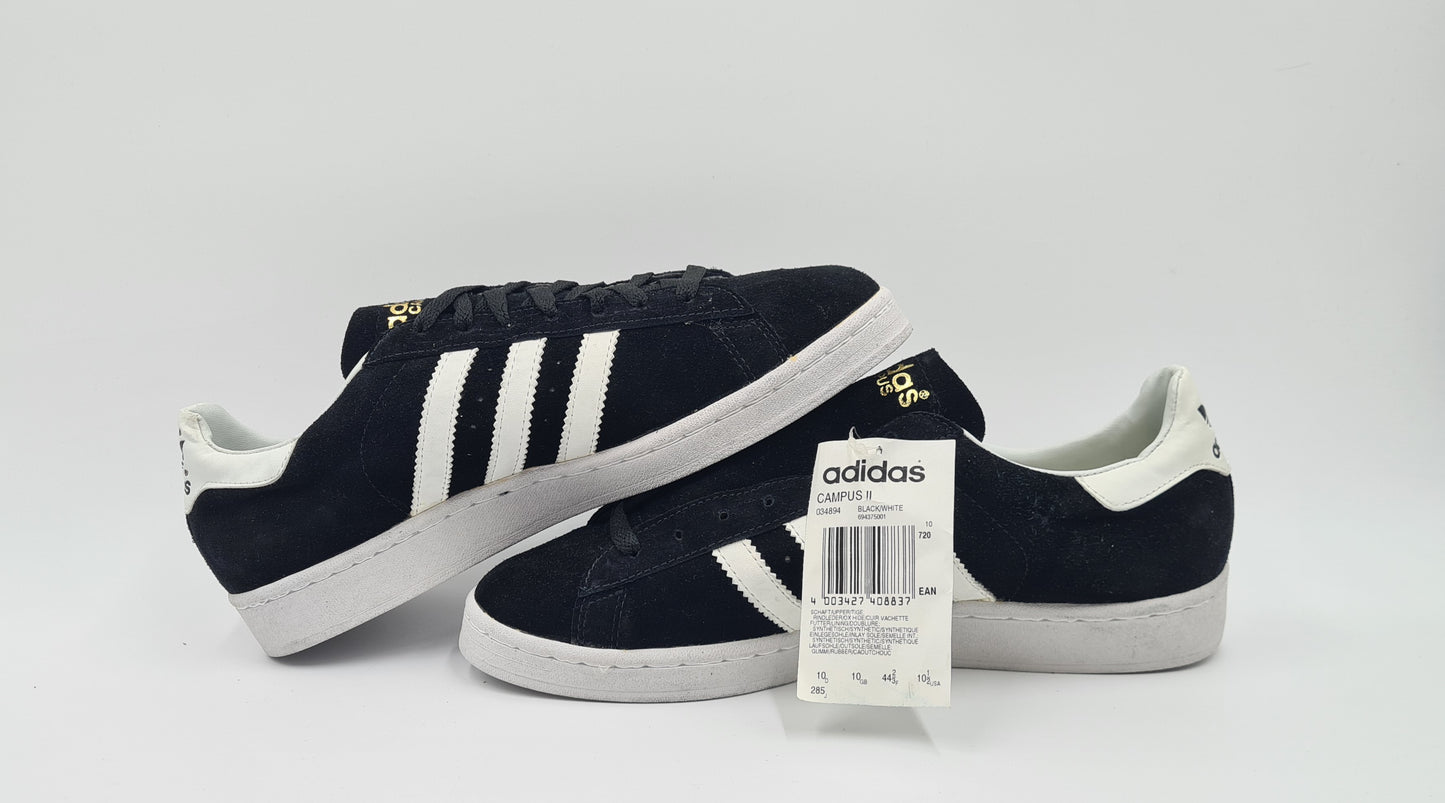 *NEU* 1994 Vintage Adidas Campus II Schwarz Gr. UK 10 / EUR 44 2/3