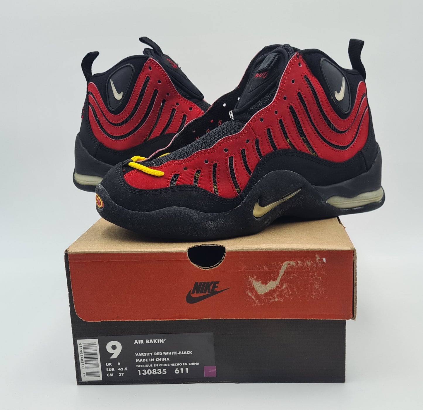 *NEU* Vintage 1997 Nike Air Bakin Varsity Red Tim Hardaway UK 8 / EUR 42,5