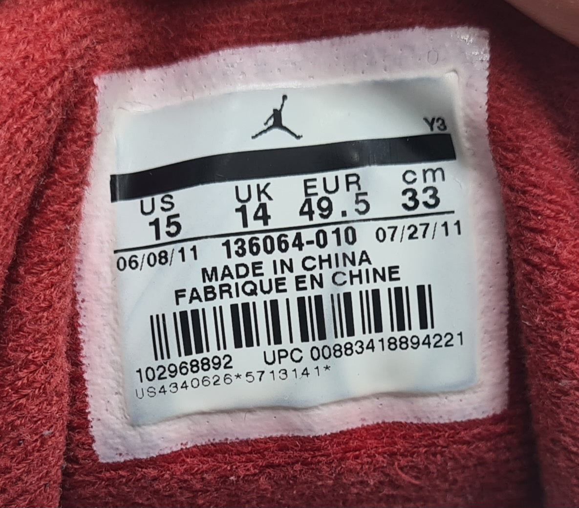 2011 Nike Air Jordan 3 III Retro Black Cement Gr. UK 14 / EUR 49,5