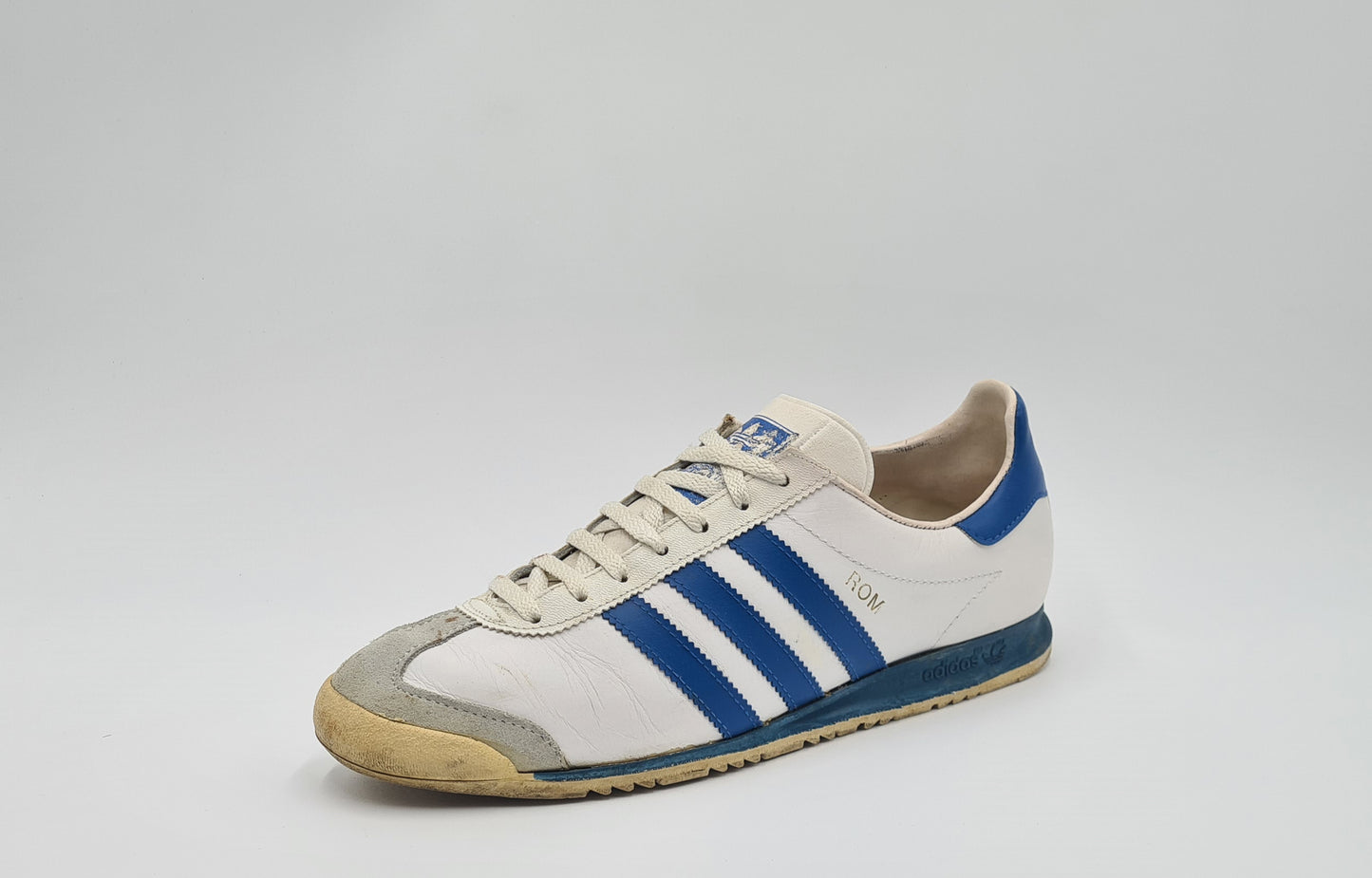 Vintage 1980er Adidas Rom mit blauen Streifen West Germany UK 9 / EUR 43 1/3