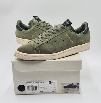 *Guter Zustand* 2012 Adidas Campus 80s Undefeated X Bape Grün Gr. UK 9 / EUR 43 1/3