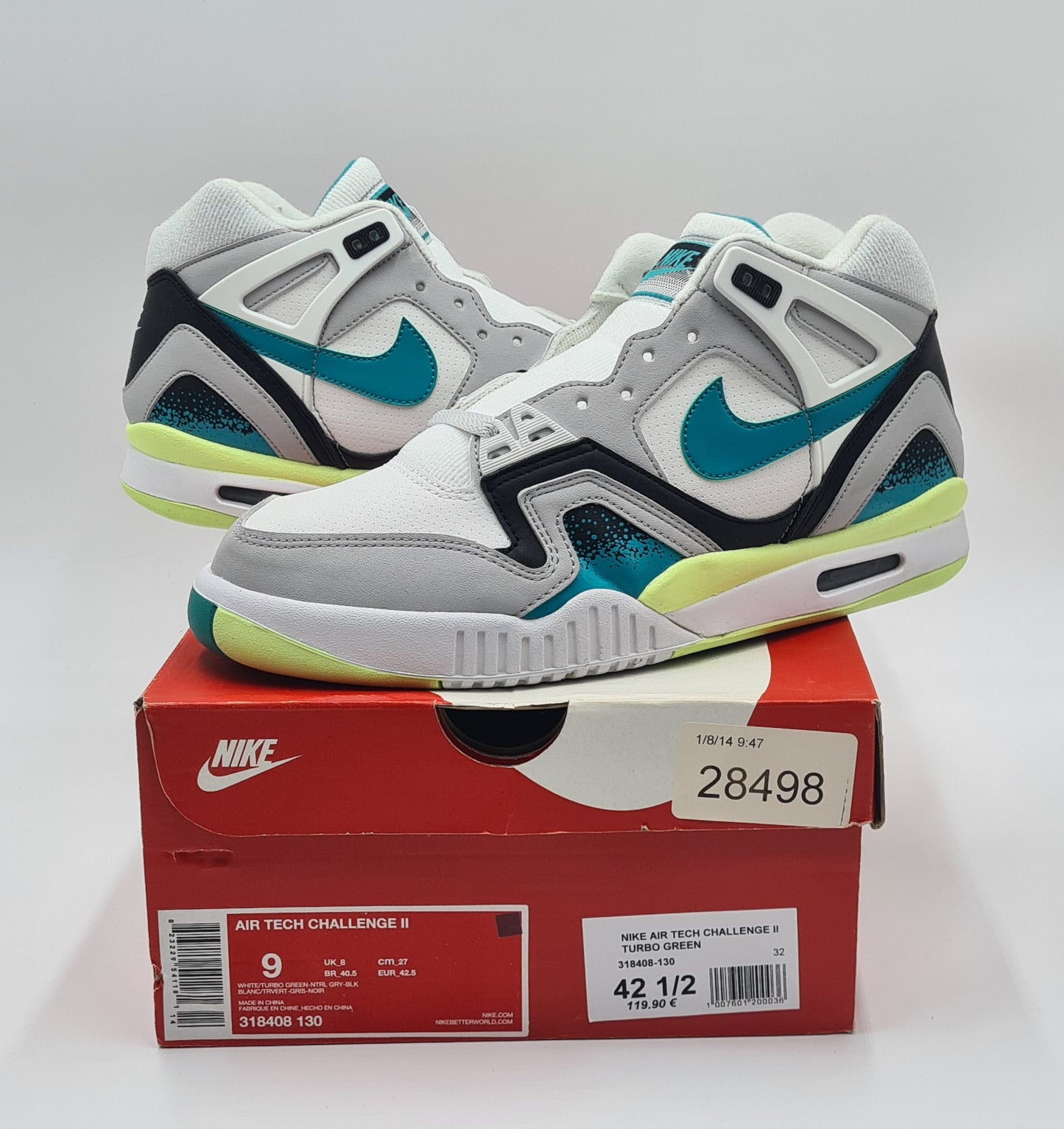 *NEU* 2014 Nike Air Tech Challenge II 'Turbo Grün' Agassi Gr. UK 8 / EUR 42,5