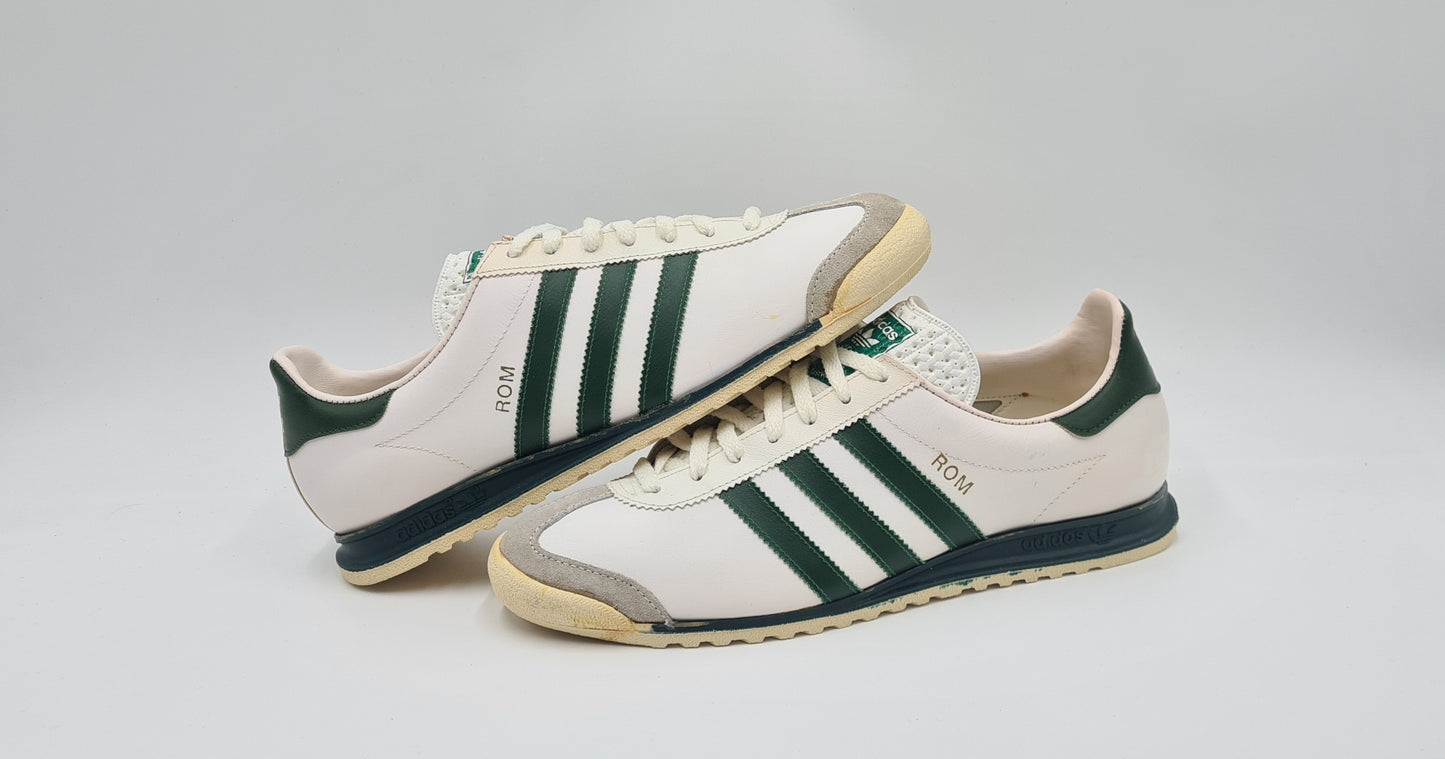 *NEU* Vintage 1980er Adidas Rom mit grünen Streifen UK 8,5 / EUR 42 2/3
