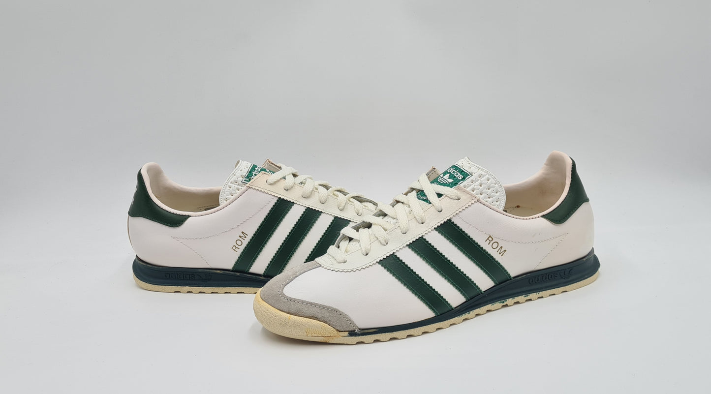 *NEU* Vintage 1980er Adidas Rom mit grünen Streifen UK 8,5 / EUR 42 2/3