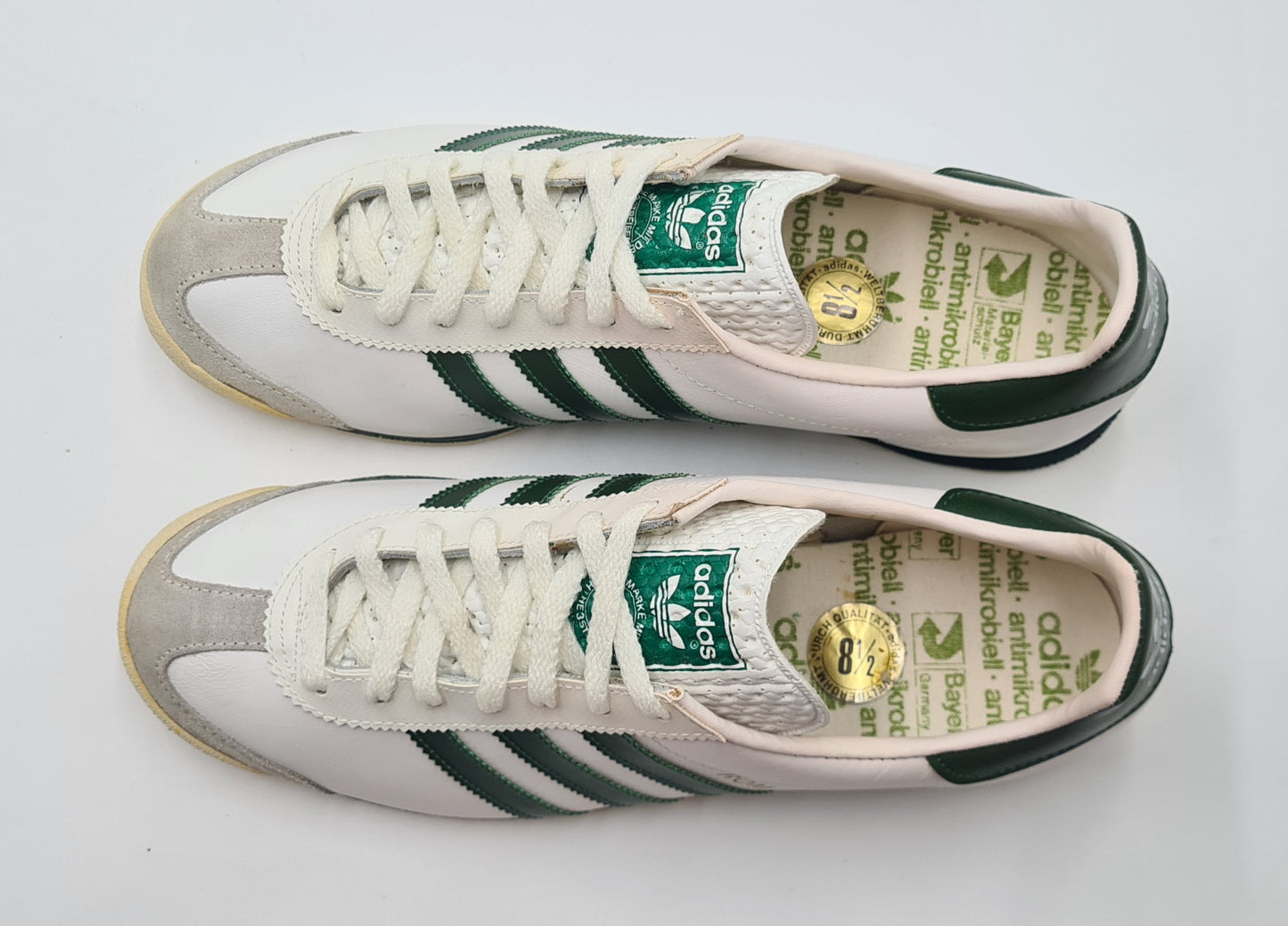 *NEU* Vintage 1980er Adidas Rom mit grünen Streifen UK 8,5 / EUR 42 2/3