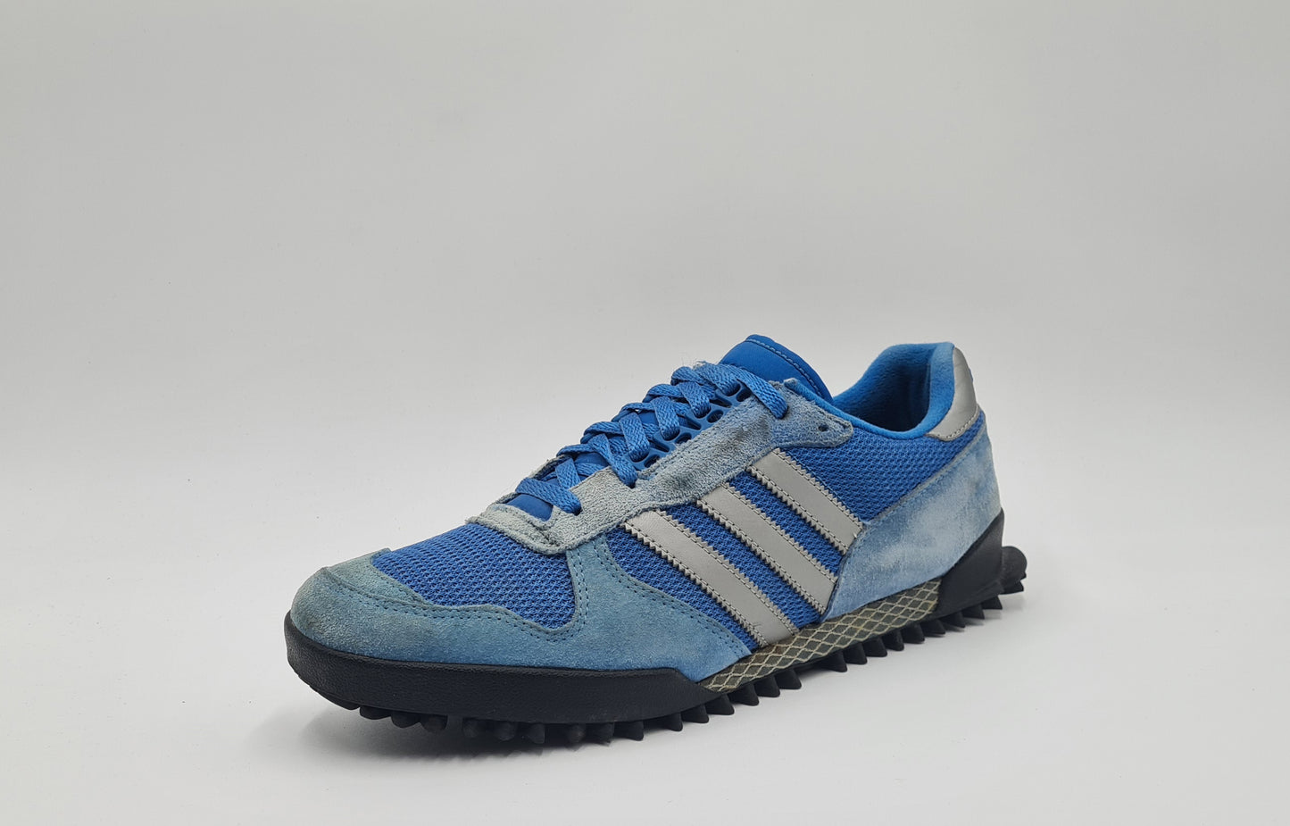 *Guter Zustand* 2010 Adidas Marathon TR Blau Silber UK 9,5 / EUR 44