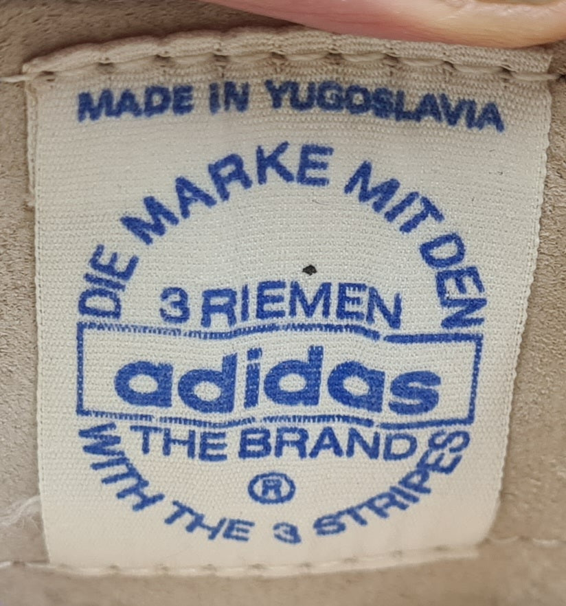 *WIE NEU* Vintage 1970er Adidas Vienna Yugoslavia 3 Riemen UK 10 / EUR 44 2/3