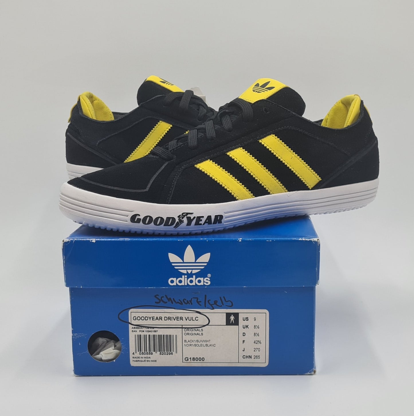*NEW* 2010 Adidas Goodyear Driver Vulc Black Yellow UK 8.5 / EUR 42 2/3
