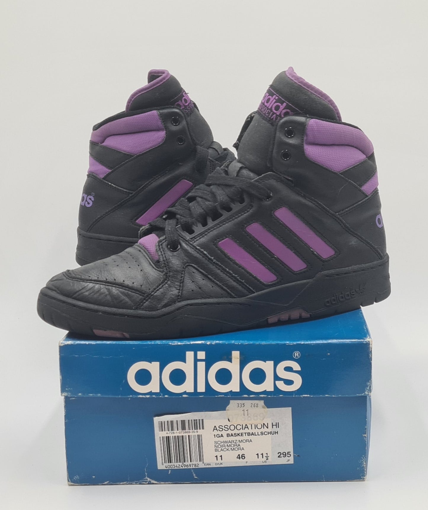 *Guter Zustand* Vintage 1990er Adidas Association Hi UK 11 / EUR 46