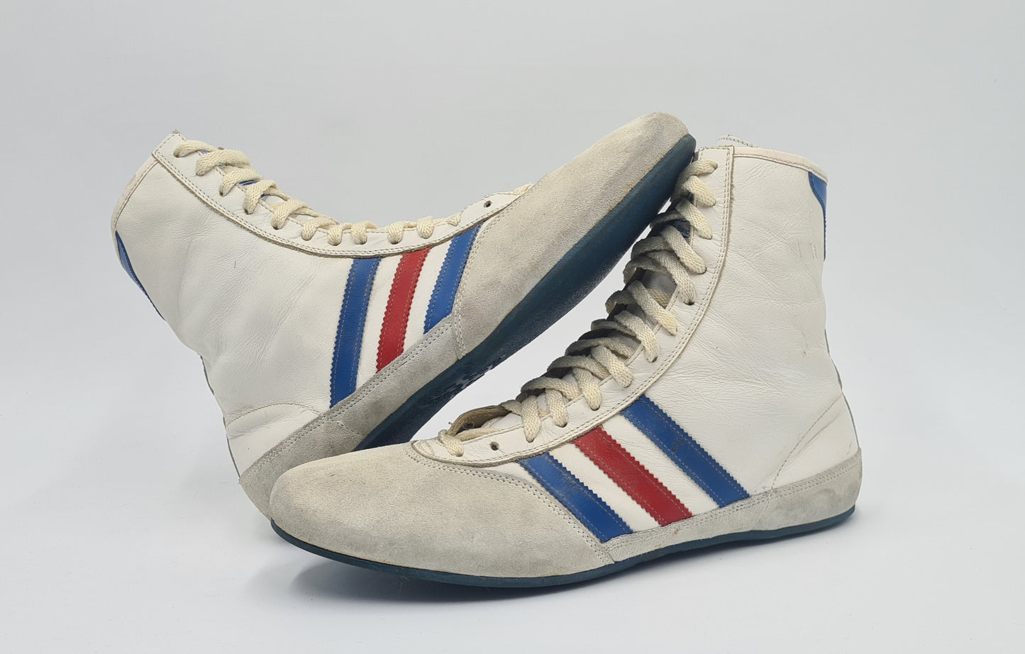 *Guter Zustand* Vintage 1980er Adidas Boxing Boots Made in France UK 8,5 / EUR 42 2/3
