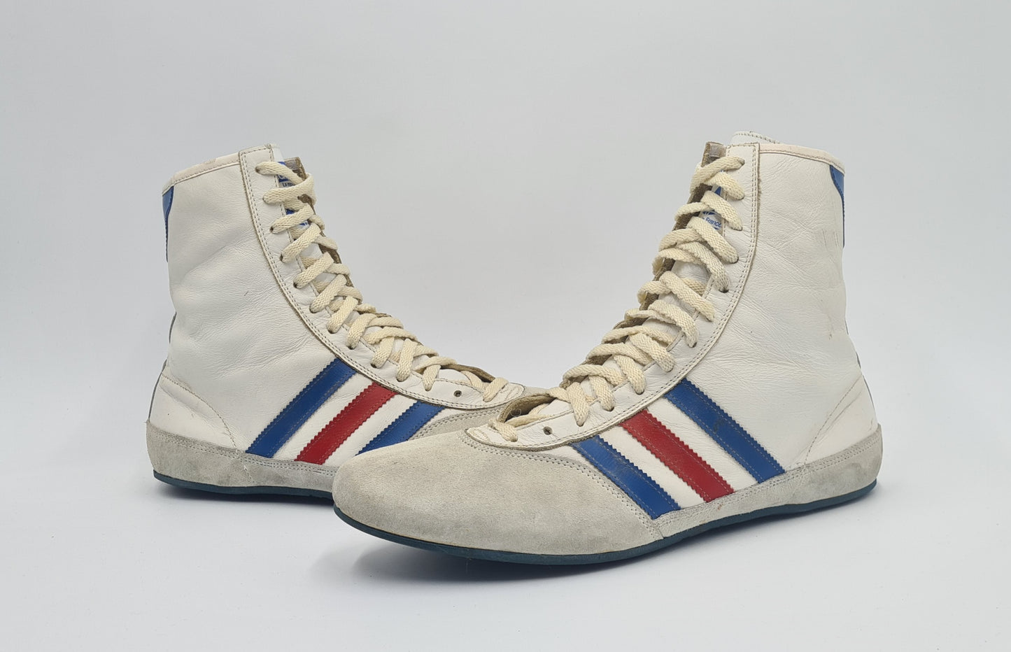 *Guter Zustand* Vintage 1980er Adidas Boxing Boots Made in France UK 8,5 / EUR 42 2/3