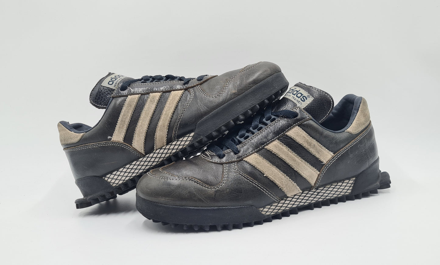 *Guter Zustand* 2002 Adidas Marathon TR Leder Dunkelbraun UK 8 / EUR 42