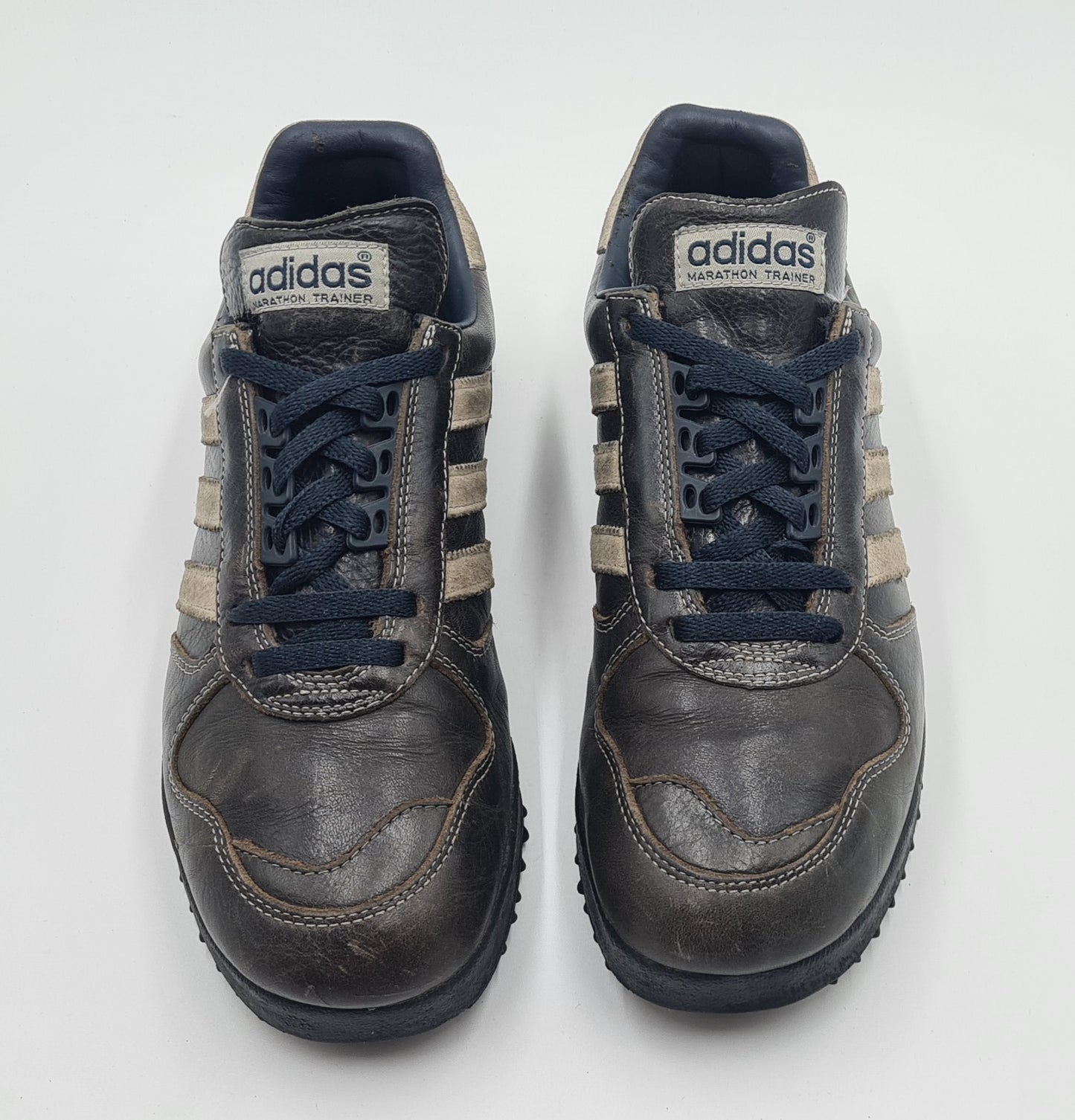 *Guter Zustand* 2002 Adidas Marathon TR Leder Dunkelbraun UK 8 / EUR 42