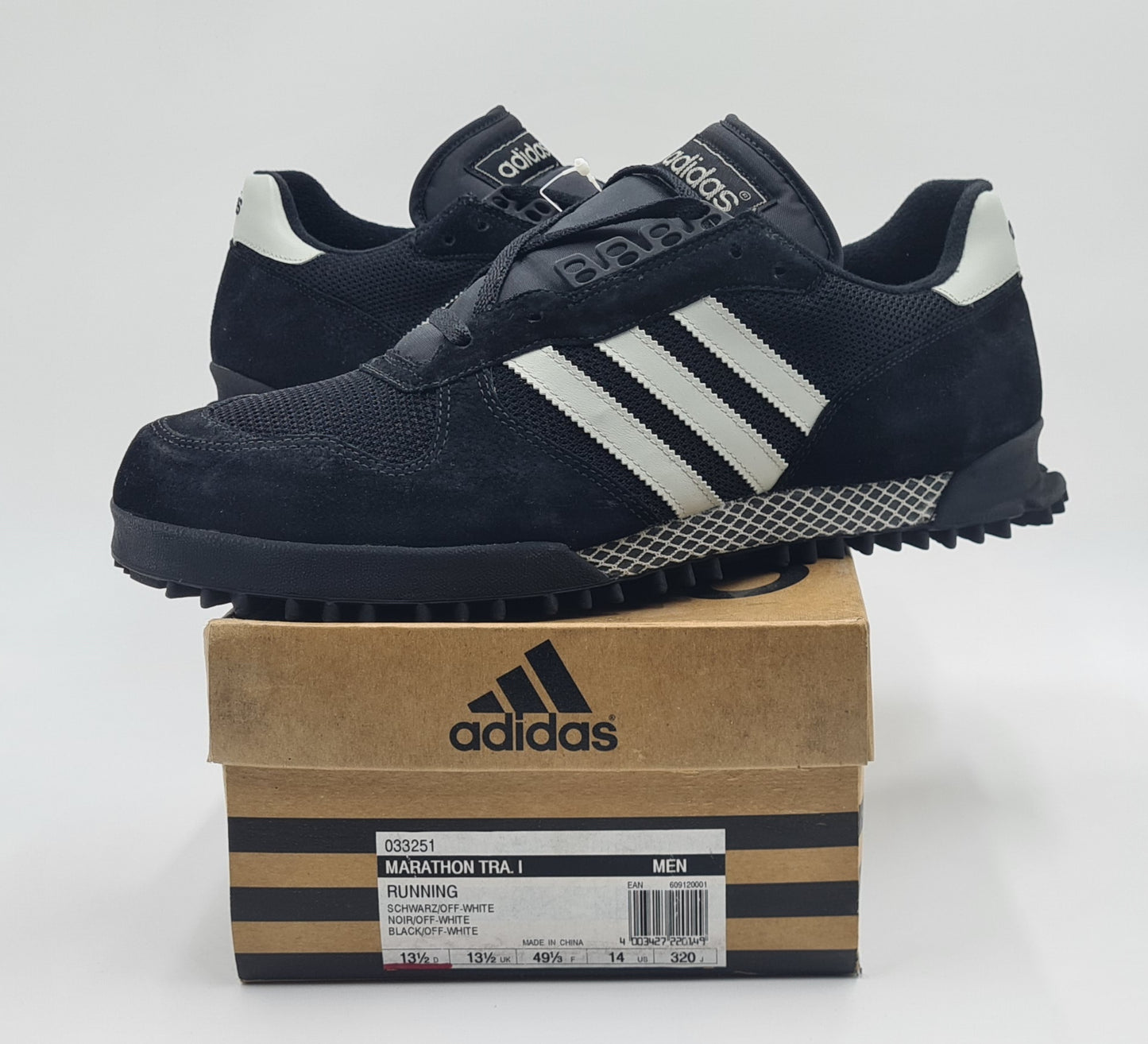 *NEW* Vintage 2000 Adidas Marathon TR Black UK 13.5 / EUR 49 1/3