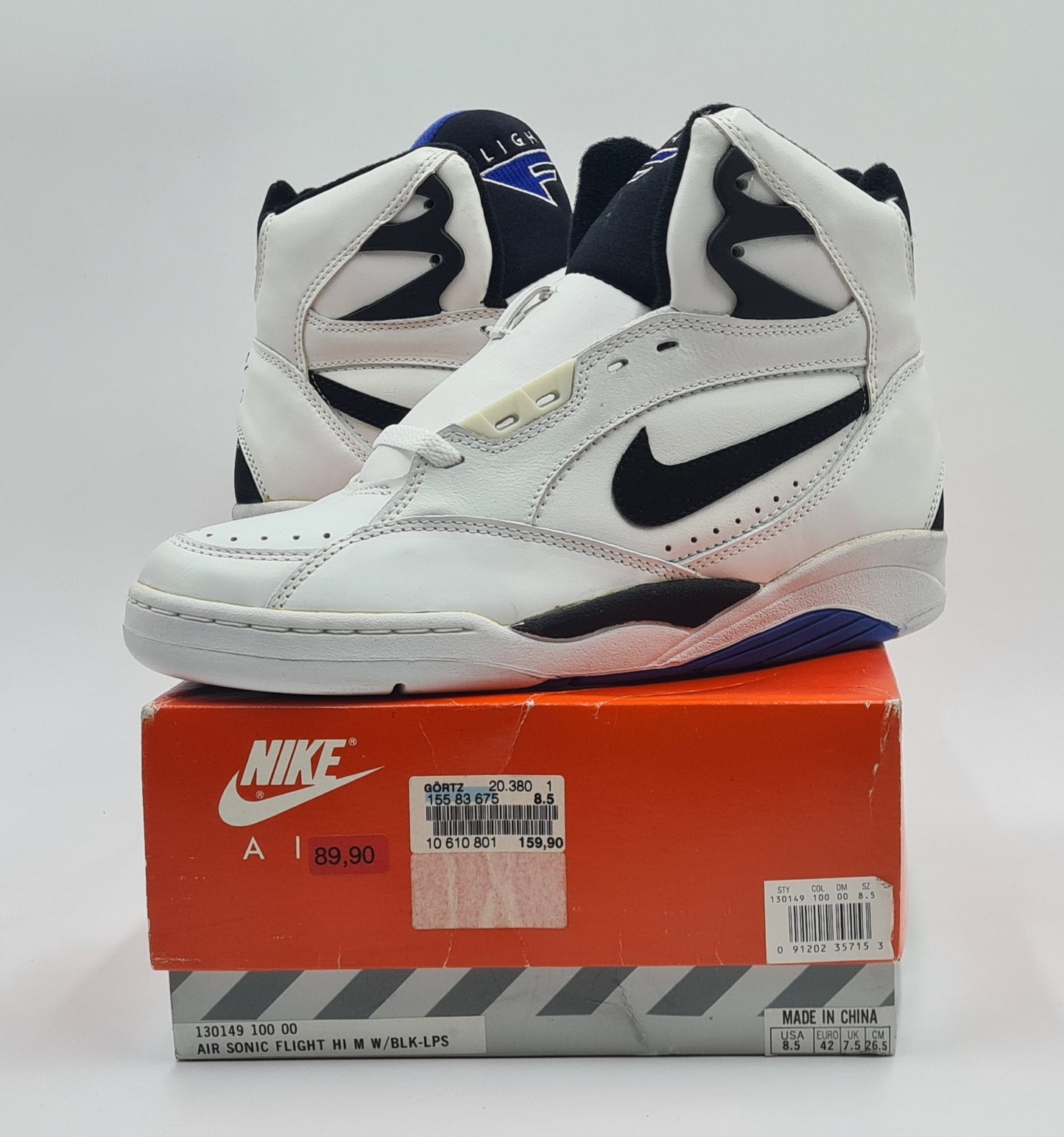 *NEU* Vintage 1992 Nike Air Sonic Flight Hi UK 7,5 / EUR 42
