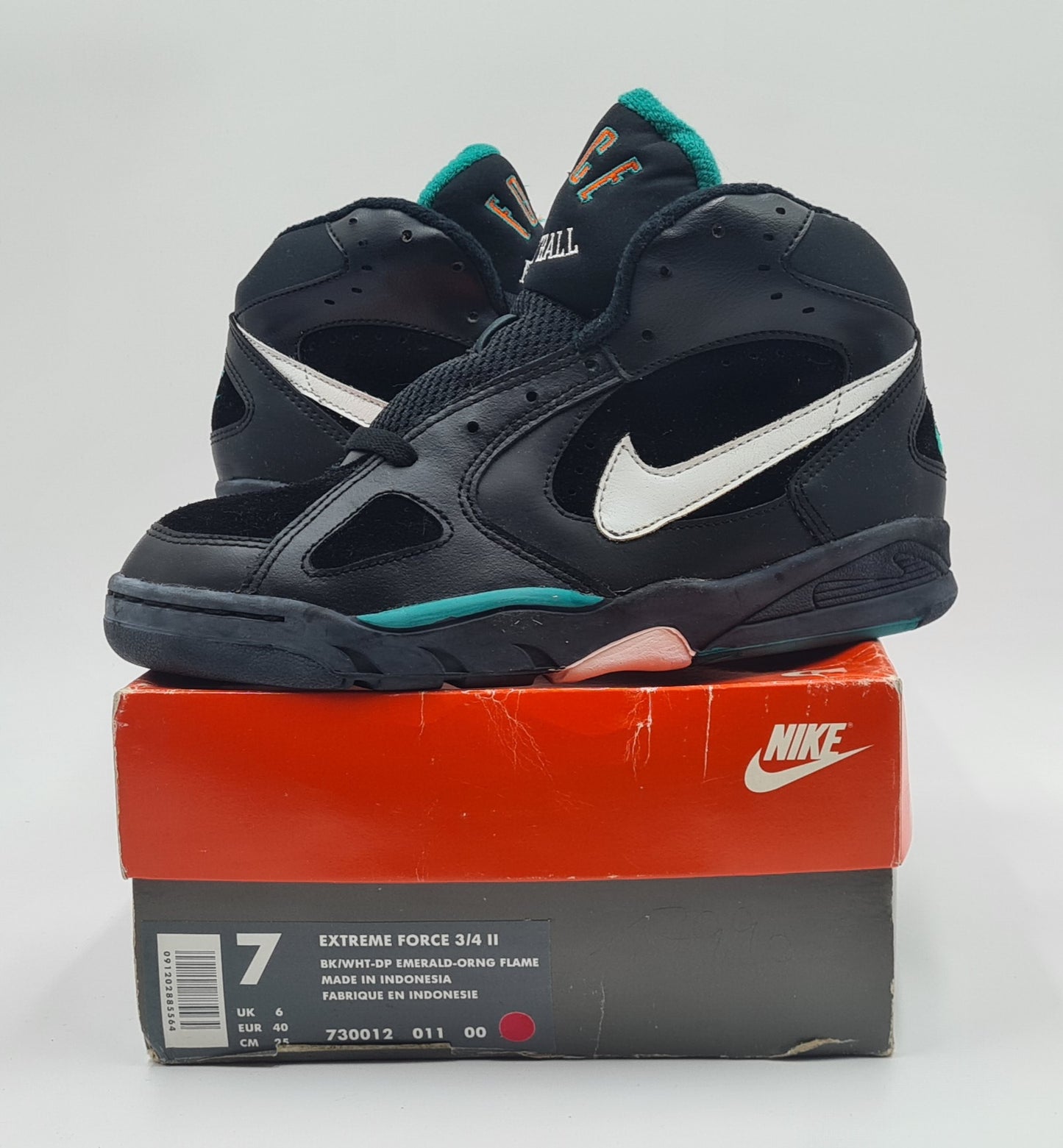*NEU* Vintage 1993 Nike Air Extreme Force 3/4 Schwarz UK 6 / EUR 40