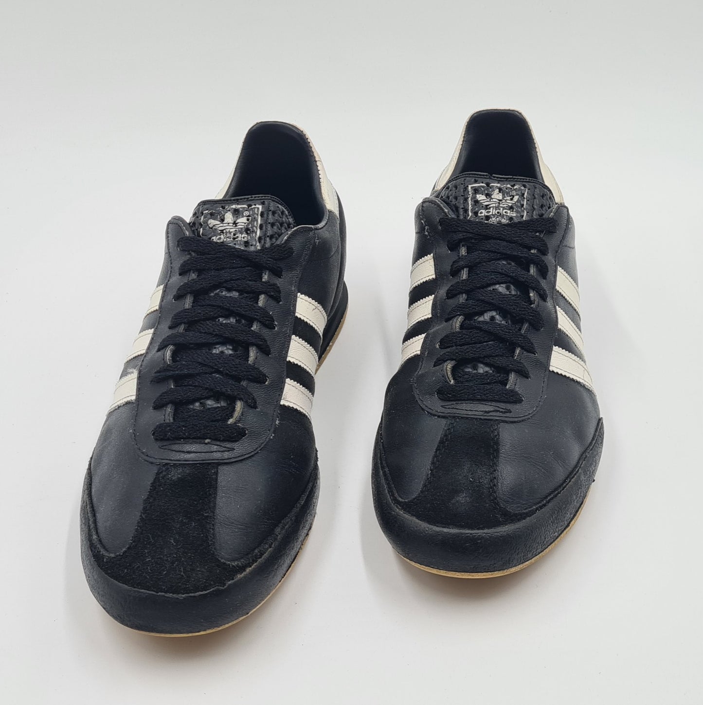 *Guter Zustand* Vintage 1980er Adidas Bamba schwarz UK 9,5 / EUR 44