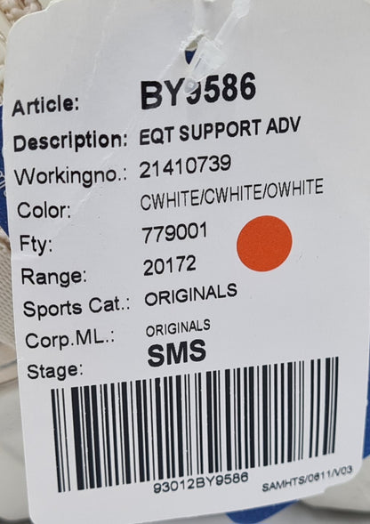 *LIKE NEW* 2016 Adidas EQT Support ADV Sample White UK 8.5 / EUR 42 2/3