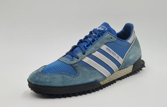 *Guter Zustand* Vintage 1980er Adidas Marathon TR Blau Yugoslavia UK 11,5 / EUR 46 2/3