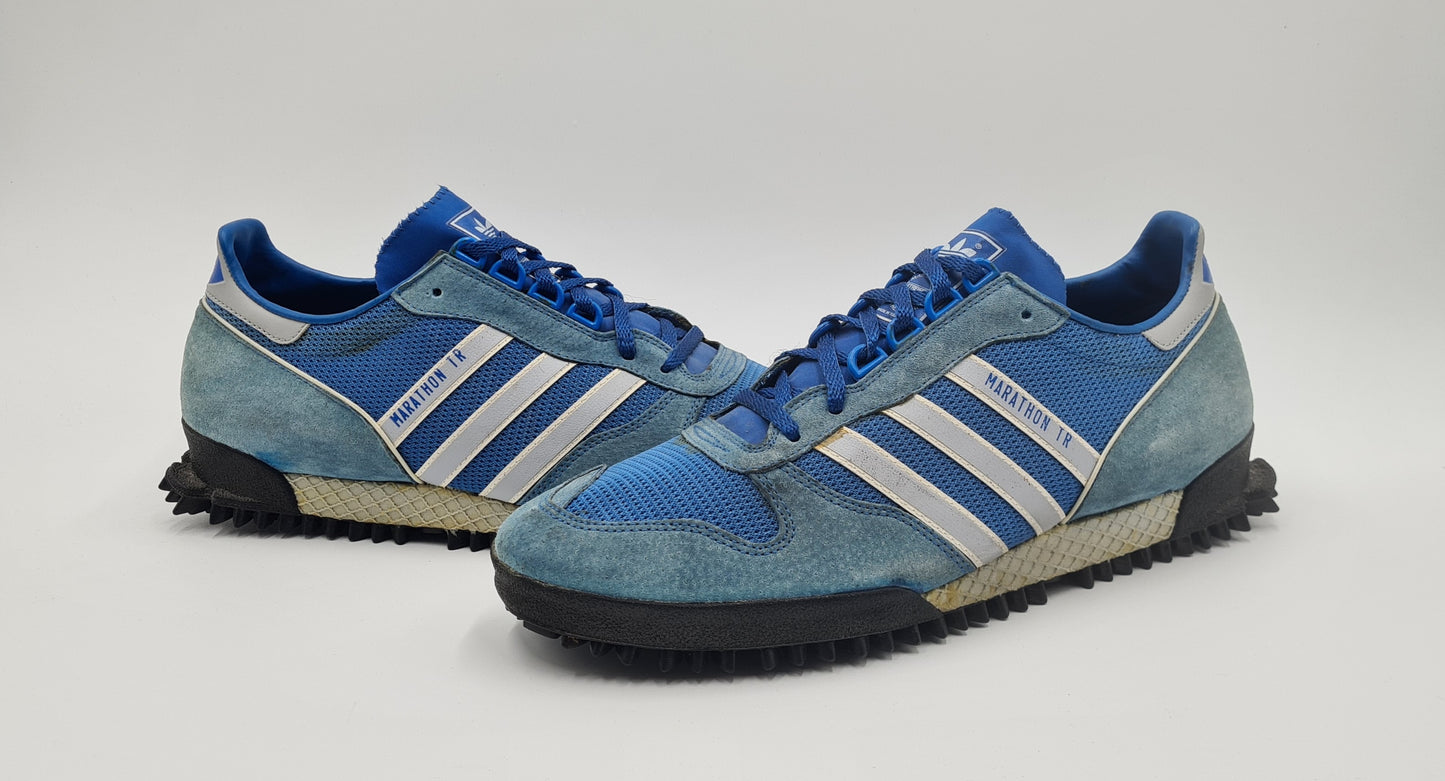 *Guter Zustand* Vintage 1980er Adidas Marathon TR Blau Yugoslavia UK 11,5 / EUR 46 2/3