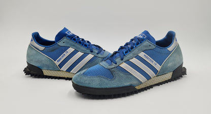 *Guter Zustand* Vintage 1980er Adidas Marathon TR Blau Yugoslavia UK 11,5 / EUR 46 2/3