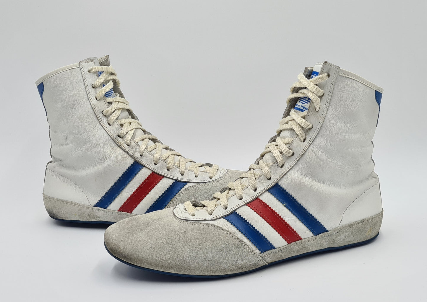 Vintage 1980s Adidas Boxing Boots Made in France UK 10.5 / EUR 45 1/3